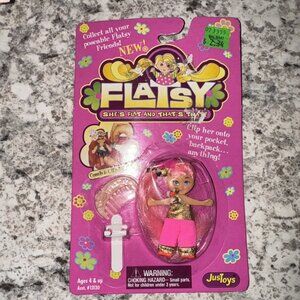VTG Justoys 1994 Flatsy Doll Pink Hair Toy